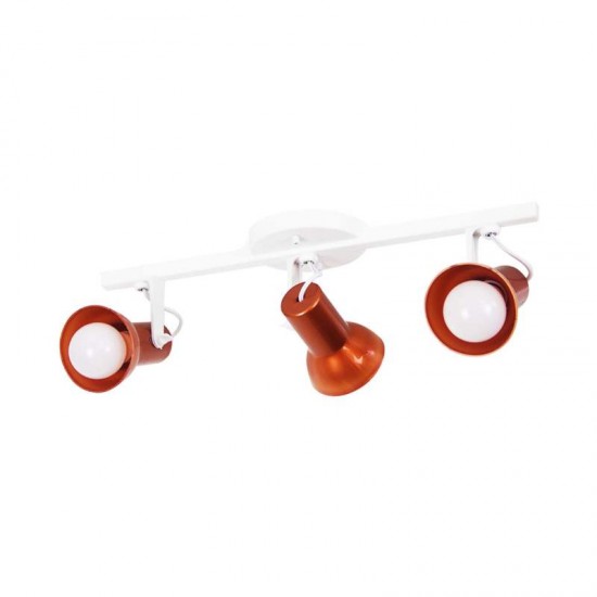 SPOT TRILHO 3 LAMP BRANCO COBRE SET  *